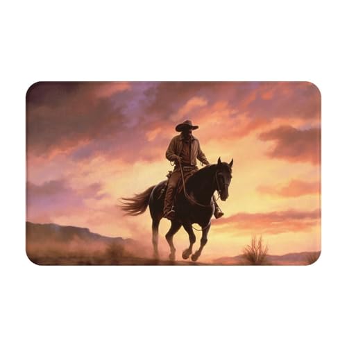 Fußmatte für drinnen und draußen, Cowboy-West-Fußmatte, leicht zu reinigen, schmutz- und lichtbeständig, saugfähig, Flanell-Badteppich, 49,5 x 80 cm Fußmatte für drinnen und draußen, Cowboy-West-Fußmatte, leicht zu reinigen, schmutz- und lichtbeständig, saugfähig, Flanell-Badteppich, 49,5 x 80 cm von LKWSCGHM