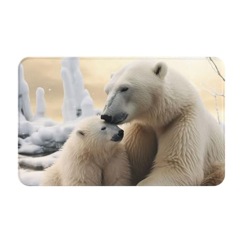 Fußmatte für drinnen und draußen, Motiv: Eisbär, leicht zu reinigen, schmutz- und lichtbeständig, saugfähig, Flanell-Badematten, 49,5 x 80,9 cm von LKWSCGHM