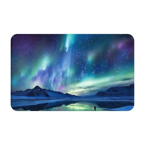 Fußmatte für drinnen und draußen, Nordlichter-Fußmatte, leicht zu reinigen, schmutz- und lichtbeständig, saugfähig, Flanell-Badteppich, 49,5 x 80 cm Fußmatte für drinnen und draußen, Nordlichter-Fußmatte, leicht zu reinigen, schmutz- und lichtbeständig, saugfähig, Flanell-Badteppich, 49,5 x 80 cm von LKWSCGHM