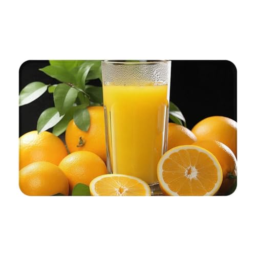 Fußmatte für drinnen und draußen, Orangensaft, leicht zu reinigen, schmutz- und lichtbeständig, saugfähig, Flanell-Badematten, 49,5 x 80,9 cm von LKWSCGHM