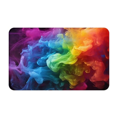 Fußmatte für drinnen und draußen, Regenbogen-Rauch-Fußmatte, leicht zu reinigen, schmutz- und lichtbeständig, saugfähig, Flanell-Badematten, 49,5 x 80,9 cm von LKWSCGHM