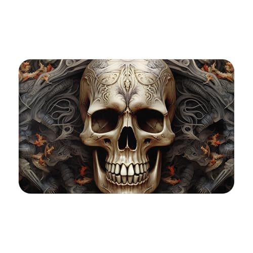 Fußmatte für drinnen und draußen, Totenkopf-Fußmatte, leicht zu reinigen, schmutz- und lichtbeständig, saugfähig, Flanell-Badteppich, 49,5 x 80 cm Fußmatte für drinnen und draußen, Totenkopf-Fußmatte, leicht zu reinigen, schmutz- und lichtbeständig, saugfähig, Flanell-Badteppich, 49,5 x 80 cm von LKWSCGHM