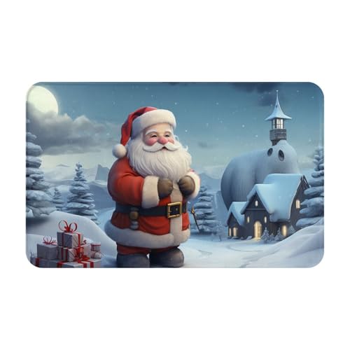 Fußmatte für drinnen und draußen, Weihnachtsmann-Fußmatte, leicht zu reinigen, schmutz- und lichtbeständig, saugfähig, Flanell-Badematten, 49,5 x 80,9 cm von LKWSCGHM