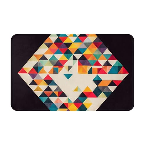 Fußmatte für drinnen und draußen, dreieckig, geometrische Fußmatte, leicht zu reinigen, schmutz- und lichtbeständig, saugfähig, Flanell-Badematte, 49,5 x 80 cm von LKWSCGHM