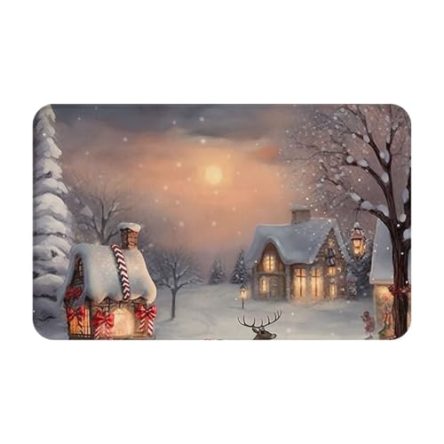 Fußmatte für drinnen und draußen, für den Winter, Weihnachten, leicht zu reinigen, schmutz- und lichtbeständig, saugfähig, Flanell-Badematten, 49,5 x 80,9 cm von LKWSCGHM