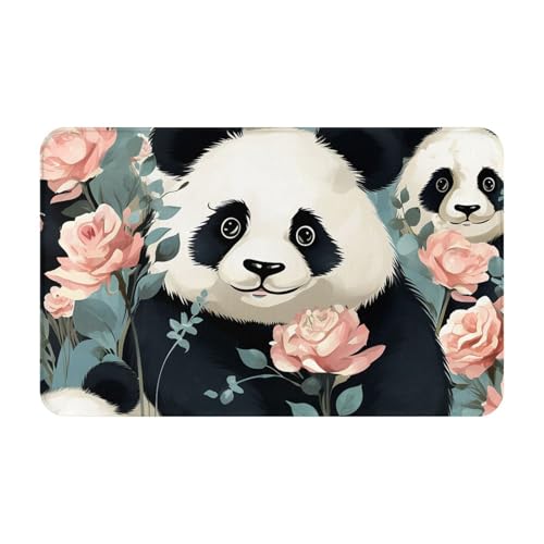 Fußmatte für drinnen und draußen, mit schönem Panda-Druck, leicht zu reinigen, schmutz- und lichtbeständig, saugfähig, Flanell-Badematte, 49,5 x 80 cm von LKWSCGHM