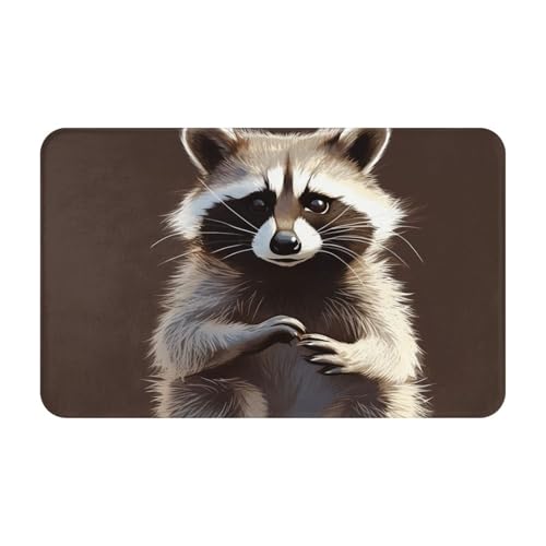 Fußmatte für drinnen und draußen, niedlicher Waschbär-Fußmatte, leicht zu reinigen, schmutz- und lichtbeständig, saugfähig, Flanell-Badteppich, 49,5 x 80 cm Fußmatte für drinnen und draußen, niedlicher Waschbär-Fußmatte, leicht zu reinigen, schmutz- und lichtbeständig, saugfähig, Flanell-Badteppich, 49,5 x 80 cm von LKWSCGHM
