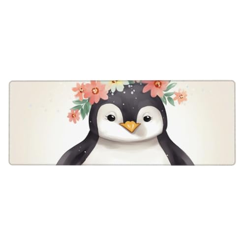 Großes Gaming-Mauspad, Größe XL, 80 x 30 cm, Pinguin mit Blumen, Schreibtischunterlage für Tastatur und Maus, waschbares Tastatur-Pad mit rutschfester Unterseite, wasserdichtes Mauspad für Gamer, Büro Großes Gaming-Mauspad, Größe XL, 80 x 30 cm, Pinguin mit Blumen, Schreibtischunterlage für Tastatur und Maus, waschbares Tastatur-Pad mit rutschfester Unterseite, wasserdichtes Mauspad für Gamer, Büro von LKWSCGHM