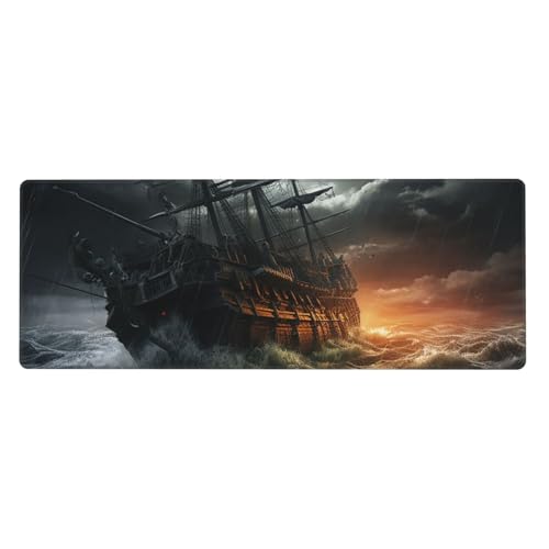Großes Gaming-Mauspad, Größe XL, 80 x 30 cm – Gruseliges Schiff auf See, Schreibtischunterlage für Tastatur und Maus, waschbares Tastatur-Pad mit rutschfester Unterseite, wasserdichtes Mauspad für Großes Gaming-Mauspad, Größe XL, 80 x 30 cm – Gruseliges Schiff auf See, Schreibtischunterlage für Tastatur und Maus, waschbares Tastatur-Pad mit rutschfester Unterseite, wasserdichtes Mauspad für von LKWSCGHM