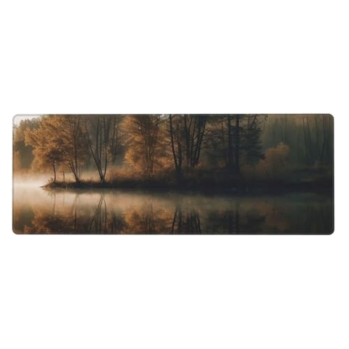 Großes Gaming-Mauspad, XL, 80 x 30 cm, Bäume Reflexion auf einem See, Schreibtischunterlage für Tastatur und Maus, waschbares Tastatur-Pad mit rutschfester Unterseite, wasserdichtes Mauspad für Gamer Großes Gaming-Mauspad, XL, 80 x 30 cm, Bäume Reflexion auf einem See, Schreibtischunterlage für Tastatur und Maus, waschbares Tastatur-Pad mit rutschfester Unterseite, wasserdichtes Mauspad für Gamer von LKWSCGHM