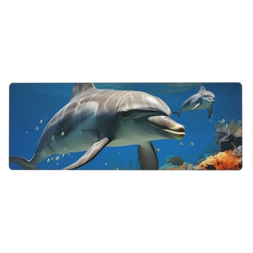 Großes Gaming-Mauspad, XL, 80 x 30 cm, Delfine, blaue Schreibtischunterlage für Tastatur und Maus, waschbares Tastatur-Pad mit rutschfester Unterseite, wasserdichtes Mauspad für Gamer, Büro, Zuhause Großes Gaming-Mauspad, XL, 80 x 30 cm, Delfine, blaue Schreibtischunterlage für Tastatur und Maus, waschbares Tastatur-Pad mit rutschfester Unterseite, wasserdichtes Mauspad für Gamer, Büro, Zuhause von LKWSCGHM
