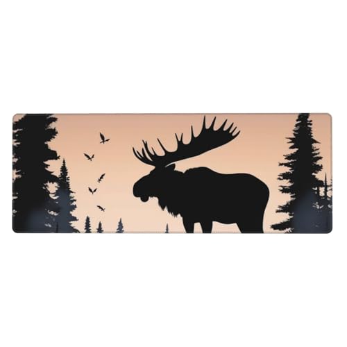 Großes Gaming-Mauspad, XL, 80 x 30 cm, Elch, Bergkiefer, Schreibtischunterlage für Tastatur und Maus, waschbares Tastatur-Pad mit rutschfester Unterseite, wasserdichtes Mauspad für Gamer, Büro Großes Gaming-Mauspad, XL, 80 x 30 cm, Elch, Bergkiefer, Schreibtischunterlage für Tastatur und Maus, waschbares Tastatur-Pad mit rutschfester Unterseite, wasserdichtes Mauspad für Gamer, Büro von LKWSCGHM