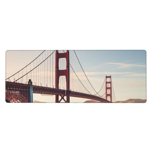 Großes Gaming-Mauspad, XL, 80 x 30 cm, Golden Gate Bridge, Schreibtischunterlage für Tastatur und Maus, waschbares Tastatur-Pad mit rutschfester Unterseite, wasserdichtes Mauspad für Gamer, Büro Großes Gaming-Mauspad, XL, 80 x 30 cm, Golden Gate Bridge, Schreibtischunterlage für Tastatur und Maus, waschbares Tastatur-Pad mit rutschfester Unterseite, wasserdichtes Mauspad für Gamer, Büro von LKWSCGHM