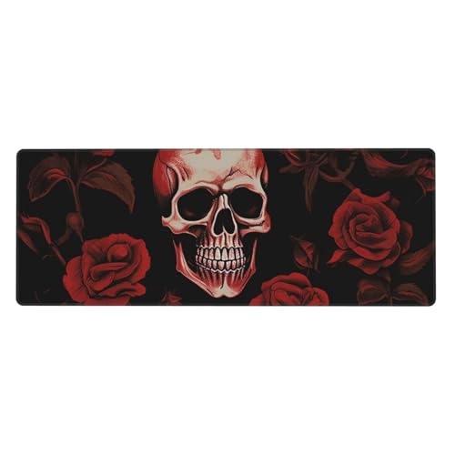 Großes Gaming-Mauspad, XL, 80 x 30 cm, Motiv: Totenkopf-Rose, Schreibtischunterlage für Tastatur und Maus, waschbares Tastatur-Pad mit rutschfester Unterseite, wasserdichtes Mauspad für Gamer, Büro Großes Gaming-Mauspad, XL, 80 x 30 cm, Motiv: Totenkopf-Rose, Schreibtischunterlage für Tastatur und Maus, waschbares Tastatur-Pad mit rutschfester Unterseite, wasserdichtes Mauspad für Gamer, Büro von LKWSCGHM