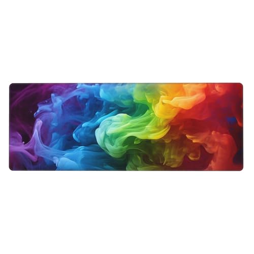 Großes Gaming-Mauspad, XL, 80 x 30 cm, Regenbogen-Rauch-Schreibtischunterlage für Tastatur und Maus, waschbares Tastatur-Pad mit rutschfester Unterseite, wasserdichtes Mauspad für Gamer, Büro, Zuhause Großes Gaming-Mauspad, XL, 80 x 30 cm, Regenbogen-Rauch-Schreibtischunterlage für Tastatur und Maus, waschbares Tastatur-Pad mit rutschfester Unterseite, wasserdichtes Mauspad für Gamer, Büro, Zuhause von LKWSCGHM