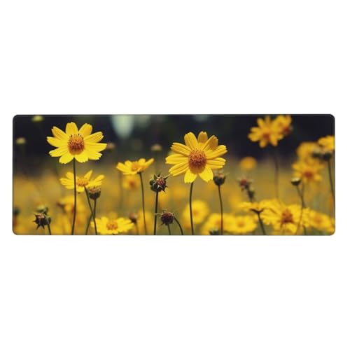 Großes Gaming-Mauspad, XL, 80 x 30 cm, Sommergelbe Blumen, Schreibtischunterlage für Tastatur und Maus, waschbares Tastatur-Pad mit rutschfester Unterseite, wasserdichtes Mauspad für Gamer, Büro Großes Gaming-Mauspad, XL, 80 x 30 cm, Sommergelbe Blumen, Schreibtischunterlage für Tastatur und Maus, waschbares Tastatur-Pad mit rutschfester Unterseite, wasserdichtes Mauspad für Gamer, Büro von LKWSCGHM