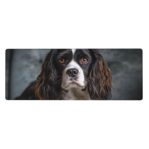 Großes Gaming-Mauspad, XL, 80 x 30 cm, Spaniel auf dem Sofa, Schreibtischunterlage für Tastatur und Maus, waschbares Tastatur-Pad mit rutschfester Unterseite, wasserdichtes Mauspad für Gamer, Büro Großes Gaming-Mauspad, XL, 80 x 30 cm, Spaniel auf dem Sofa, Schreibtischunterlage für Tastatur und Maus, waschbares Tastatur-Pad mit rutschfester Unterseite, wasserdichtes Mauspad für Gamer, Büro von LKWSCGHM