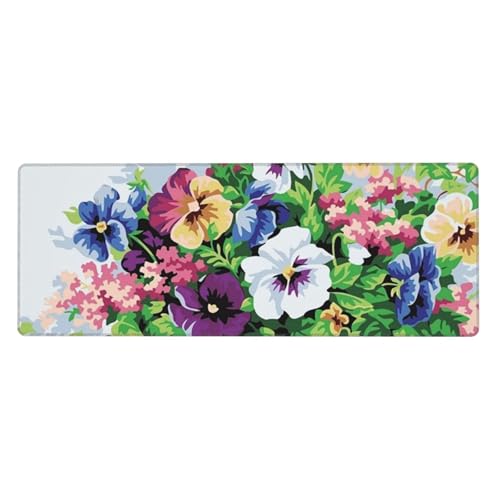 Großes Gaming-Mauspad, XL, 80 x 30 cm, Stiefmütterchen-Blumen, Schreibtischunterlage für Tastatur und Maus, waschbares Tastatur-Pad mit rutschfester Unterseite, wasserdichtes Mauspad für Gamer, Büro Großes Gaming-Mauspad, XL, 80 x 30 cm, Stiefmütterchen-Blumen, Schreibtischunterlage für Tastatur und Maus, waschbares Tastatur-Pad mit rutschfester Unterseite, wasserdichtes Mauspad für Gamer, Büro von LKWSCGHM