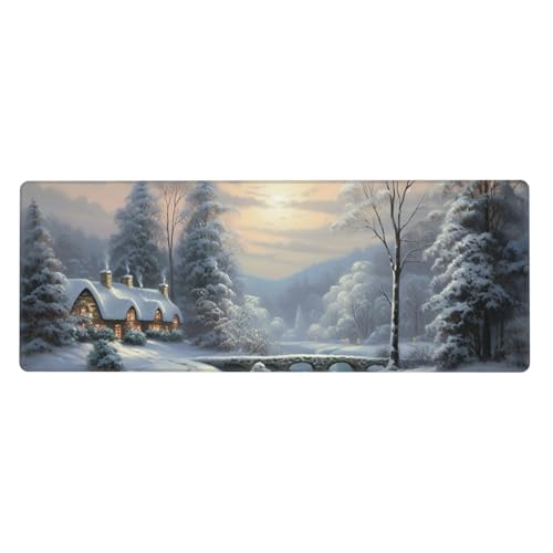 Großes Gaming-Mauspad, XL, 80 x 30 cm, Winter-Schneeszene, Schreibtischunterlage für Tastatur und Maus, waschbares Tastatur-Pad mit rutschfester Unterseite, wasserdichtes Mauspad für Gamer, Büro Großes Gaming-Mauspad, XL, 80 x 30 cm, Winter-Schneeszene, Schreibtischunterlage für Tastatur und Maus, waschbares Tastatur-Pad mit rutschfester Unterseite, wasserdichtes Mauspad für Gamer, Büro von LKWSCGHM