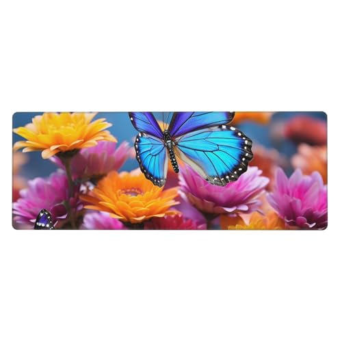 Großes Gaming-Mauspad, XL, 80 x 30 cm, bunte Schmetterlings-/Blumen-Schreibtischunterlage für Tastatur und Maus, waschbares Tastatur-Pad mit rutschfester Unterseite, wasserdichtes Mauspad für Gamer Großes Gaming-Mauspad, XL, 80 x 30 cm, bunte Schmetterlings-/Blumen-Schreibtischunterlage für Tastatur und Maus, waschbares Tastatur-Pad mit rutschfester Unterseite, wasserdichtes Mauspad für Gamer von LKWSCGHM