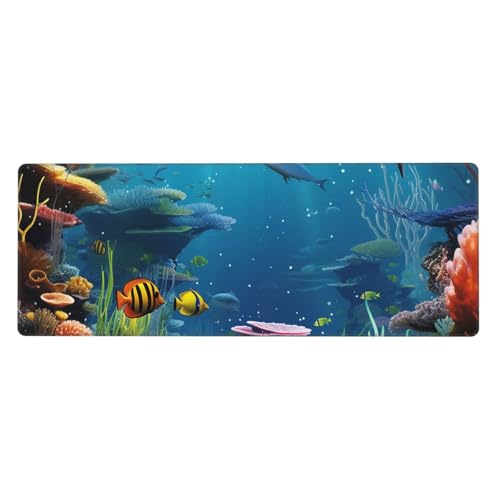 Großes Gaming-Mauspad, XL, 80 x 30 cm, farbige Unterwasserwelt-Schreibtischunterlage für Tastatur und Maus, waschbares Tastatur-Pad mit rutschfester Unterseite, wasserdichtes Mauspad für Gamer, Büro Großes Gaming-Mauspad, XL, 80 x 30 cm, farbige Unterwasserwelt-Schreibtischunterlage für Tastatur und Maus, waschbares Tastatur-Pad mit rutschfester Unterseite, wasserdichtes Mauspad für Gamer, Büro von LKWSCGHM