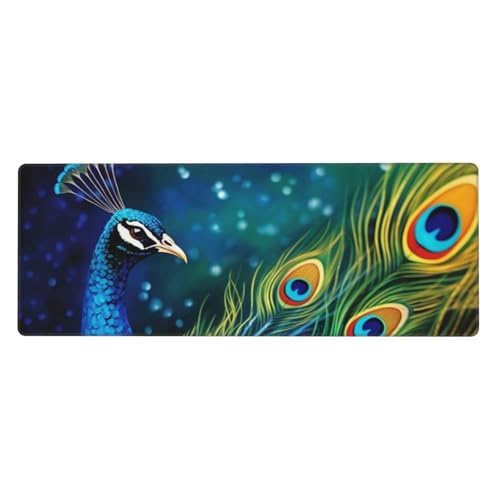 Großes Gaming-Mauspad, XL, 80 x 30 cm, farbiger Pfau, Schreibtischunterlage für Tastatur und Maus, waschbares Tastatur-Pad mit rutschfester Unterseite, wasserdichtes Mauspad für Gamer, Büro, Zuhause Großes Gaming-Mauspad, XL, 80 x 30 cm, farbiger Pfau, Schreibtischunterlage für Tastatur und Maus, waschbares Tastatur-Pad mit rutschfester Unterseite, wasserdichtes Mauspad für Gamer, Büro, Zuhause von LKWSCGHM