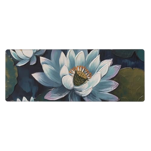 Großes Gaming-Mauspad, XL, 80 x 30 cm, handbemalte Schreibtischunterlage mit Blume, für Tastatur und Maus, waschbares Tastatur-Pad mit rutschfester Unterseite, wasserdichtes Mauspad für Gamer, Büro Großes Gaming-Mauspad, XL, 80 x 30 cm, handbemalte Schreibtischunterlage mit Blume, für Tastatur und Maus, waschbares Tastatur-Pad mit rutschfester Unterseite, wasserdichtes Mauspad für Gamer, Büro von LKWSCGHM
