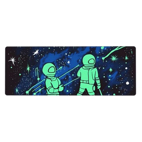 Großes Gaming-Mauspad, XL, 80 x 30 cm, leuchtet im Dunkeln, Schreibtischunterlage für Tastatur und Maus, waschbares Tastatur-Pad mit rutschfester Unterseite, wasserdichtes Mauspad für Gamer, Büro von LKWSCGHM