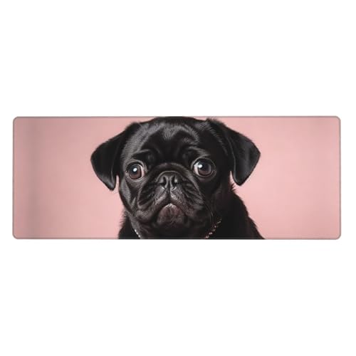 Großes Gaming-Mauspad, XL, 80 x 30 cm, niedlicher schwarzer Mops, Schreibtischunterlage für Tastatur und Maus, waschbares Tastatur-Pad mit rutschfester Unterseite, wasserdichtes Mauspad für Gamer Großes Gaming-Mauspad, XL, 80 x 30 cm, niedlicher schwarzer Mops, Schreibtischunterlage für Tastatur und Maus, waschbares Tastatur-Pad mit rutschfester Unterseite, wasserdichtes Mauspad für Gamer von LKWSCGHM