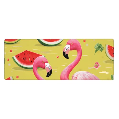 Großes Gaming-Mauspad, XL, 80 x 30 cm, rosa Flamingo und Wassermelone, Schreibtischunterlage für Tastatur und Maus, waschbares Tastatur-Pad mit rutschfester Unterseite, wasserdichtes Mauspad für Gamer Großes Gaming-Mauspad, XL, 80 x 30 cm, rosa Flamingo und Wassermelone, Schreibtischunterlage für Tastatur und Maus, waschbares Tastatur-Pad mit rutschfester Unterseite, wasserdichtes Mauspad für Gamer von LKWSCGHM