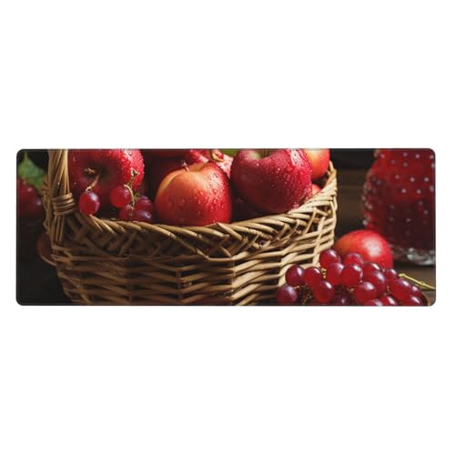 Großes Gaming-Mauspad, XL, 80 x 30 cm, rote Früchte im Korb, Schreibtischunterlage für Tastatur und Maus, waschbares Tastatur-Pad mit rutschfester Unterseite, wasserdichtes Mauspad für Gamer, Büro Großes Gaming-Mauspad, XL, 80 x 30 cm, rote Früchte im Korb, Schreibtischunterlage für Tastatur und Maus, waschbares Tastatur-Pad mit rutschfester Unterseite, wasserdichtes Mauspad für Gamer, Büro von LKWSCGHM