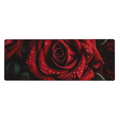 Großes Gaming-Mauspad, XL, 80 x 30 cm, rote Rose, Schreibtischunterlage für Tastatur und Maus, waschbares Tastatur-Pad mit rutschfester Unterseite, wasserdichtes Mauspad für Gamer, Büro, Zuhause Großes Gaming-Mauspad, XL, 80 x 30 cm, rote Rose, Schreibtischunterlage für Tastatur und Maus, waschbares Tastatur-Pad mit rutschfester Unterseite, wasserdichtes Mauspad für Gamer, Büro, Zuhause von LKWSCGHM