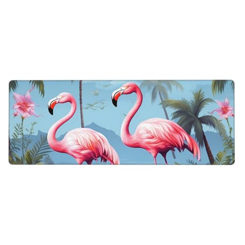 Großes Gaming-Mauspad, XL, 80 x 30 cm, tropische Flamingos, Schreibtischunterlage für Tastatur und Maus, waschbares Tastatur-Pad mit rutschfester Unterseite, wasserdichtes Mauspad für Gamer, Büro Großes Gaming-Mauspad, XL, 80 x 30 cm, tropische Flamingos, Schreibtischunterlage für Tastatur und Maus, waschbares Tastatur-Pad mit rutschfester Unterseite, wasserdichtes Mauspad für Gamer, Büro von LKWSCGHM