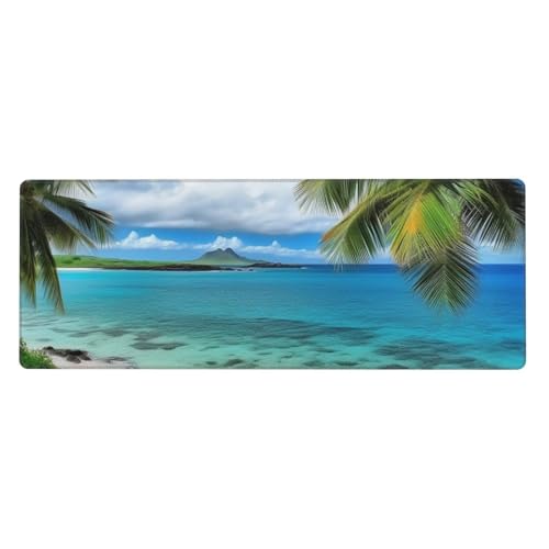 Großes Gaming-Mauspad, XL, 80 x 30 cm, tropische Palme, Hawaii, Strand, Schreibtischunterlage für Tastatur und Maus, waschbares Tastatur-Pad mit rutschfester Unterseite, wasserdichtes Mauspad für Großes Gaming-Mauspad, XL, 80 x 30 cm, tropische Palme, Hawaii, Strand, Schreibtischunterlage für Tastatur und Maus, waschbares Tastatur-Pad mit rutschfester Unterseite, wasserdichtes Mauspad für von LKWSCGHM