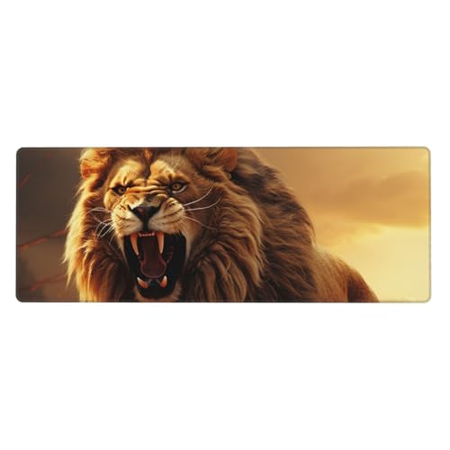 Großes Gaming-Mauspad, XL, 80 x 30 cm, wütender brüllender Löwe, Schreibtischunterlage für Tastatur und Maus, waschbares Tastatur-Pad mit rutschfester Unterseite, wasserdichtes Mauspad für Gamer, Büro Großes Gaming-Mauspad, XL, 80 x 30 cm, wütender brüllender Löwe, Schreibtischunterlage für Tastatur und Maus, waschbares Tastatur-Pad mit rutschfester Unterseite, wasserdichtes Mauspad für Gamer, Büro von LKWSCGHM