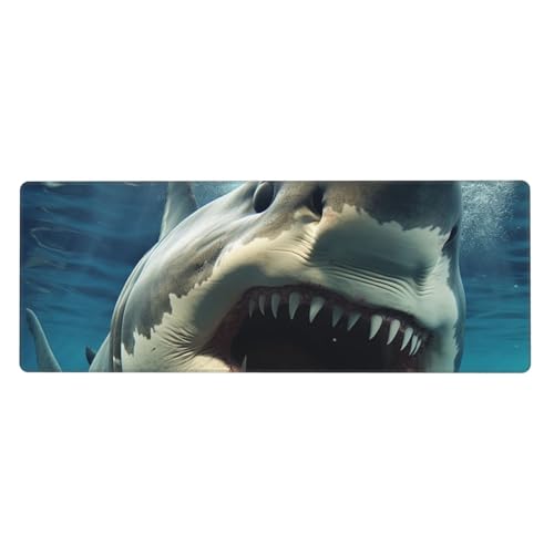 Großes Gaming-Mauspad XL 80 x 30 cm – Haifischmaul-Schreibtischunterlage für Tastatur und Maus, waschbares Tastatur-Pad mit rutschfester Unterseite, wasserdichtes Mauspad für Gamer, Büro, Zuhause von LKWSCGHM