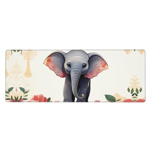Großes Gaming-Mauspad XL 80 x 30 cm – Lucky Elephant Schreibtischunterlage für Tastatur und Maus, waschbares Tastaturpad mit rutschfester Unterseite, wasserdichtes Mauspad für Gamer, Büro, Zuhause von LKWSCGHM