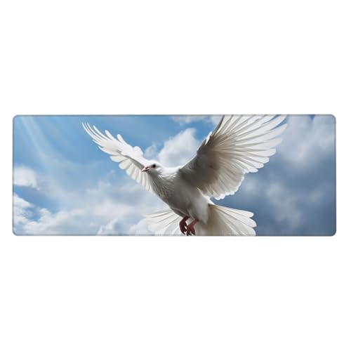 Großes Gaming-Mauspad XL 80 x 30 cm – Peace Dove Schreibtischunterlage für Tastatur und Maus, waschbares Tastatur-Pad mit rutschfester Unterseite, wasserdichtes Mauspad für Gamer, Büro, Zuhause von LKWSCGHM