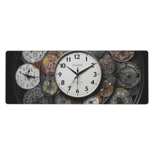 Großes Gaming-Mauspad XL 80 x 30 cm – Uhr-Kunst-Schreibtischunterlage für Tastatur und Maus, waschbares Tastatur-Pad mit rutschfester Unterseite, wasserdichtes Mauspad für Gamer, Büro, Zuhause von LKWSCGHM