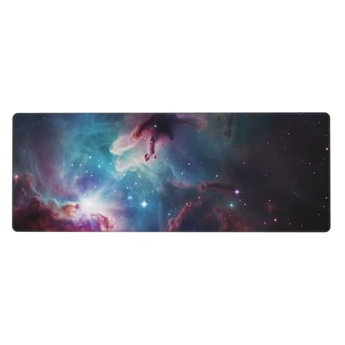 Großes Gaming-Mauspad XL 80 x 30 cm – Weltraumnebel mit Cluster-Schreibtischunterlage für Tastatur und Maus, waschbares Tastatur-Pad mit rutschfester Unterseite, wasserdichtes Mauspad für Gamer, Büro von LKWSCGHM