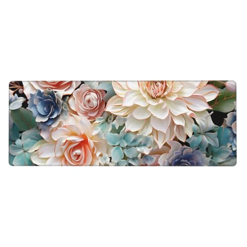 Großes Gaming-Mauspad XL 80 x 30 cm – moderne Bohemia-Blumen-Schreibtischunterlage für Tastatur und Maus, waschbares Tastatur-Pad mit rutschfester Unterseite, wasserdichtes Mauspad für Gamer, Büro Großes Gaming-Mauspad XL 80 x 30 cm – moderne Bohemia-Blumen-Schreibtischunterlage für Tastatur und Maus, waschbares Tastatur-Pad mit rutschfester Unterseite, wasserdichtes Mauspad für Gamer, Büro von LKWSCGHM