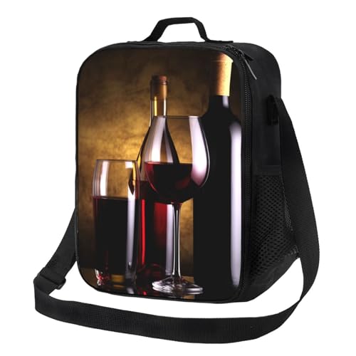 Isolierte Lunchtasche für Männer und Frauen, drei Weinflaschen und Glas-Lunchbox für Büro, Arbeit, Picknick, auslaufsichere Lunch-Kühltasche mit Schultergurt für Erwachsene, Mahlzeiten-Taschen von LKWSCGHM