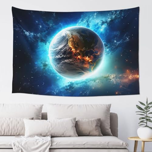 LKWSCGHM Blaue Erde im Weltraum Wandteppich für Schlafzimmer, ästhetische Wandkunst, Wandbehang für Studentenwohnheim, Dekoration, Hintergrund, Party-Banner, lustiges Poster, Wanddekoration, 152,4 x LKWSCGHM Blaue Erde im Weltraum Wandteppich für Schlafzimmer, ästhetische Wandkunst, Wandbehang für Studentenwohnheim, Dekoration, Hintergrund, Party-Banner, lustiges Poster, Wanddekoration, 152,4 x von LKWSCGHM