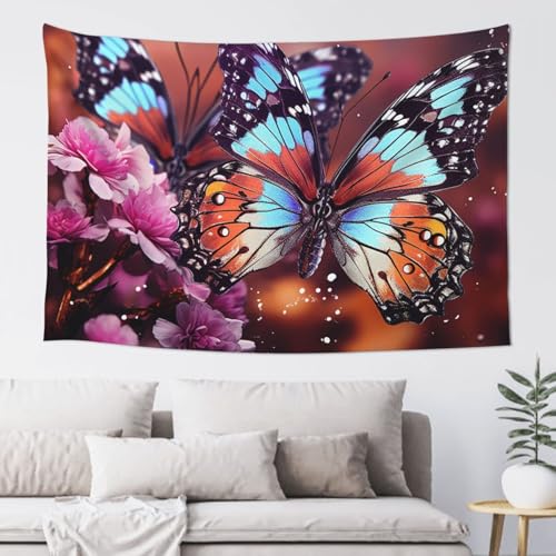 LKWSCGHM Bunte Schmetterlinge auf Blumen, Wandteppich für Schlafzimmer, ästhetische Wandkunst, Wandbehang für Studentenwohnheim, Dekoration, Hintergrund, Party-Banner, lustiges Poster, Wanddekoration LKWSCGHM Bunte Schmetterlinge auf Blumen, Wandteppich für Schlafzimmer, ästhetische Wandkunst, Wandbehang für Studentenwohnheim, Dekoration, Hintergrund, Party-Banner, lustiges Poster, Wanddekoration von LKWSCGHM