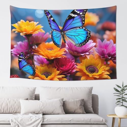 LKWSCGHM Bunter Schmetterling und Blumen-Wandteppich für Schlafzimmer, ästhetische Wandkunst, Wandbehang für Studentenwohnheim, Dekoration, Hintergrund, Party-Banner, lustiges Poster, Wanddekoration LKWSCGHM Bunter Schmetterling und Blumen-Wandteppich für Schlafzimmer, ästhetische Wandkunst, Wandbehang für Studentenwohnheim, Dekoration, Hintergrund, Party-Banner, lustiges Poster, Wanddekoration von LKWSCGHM