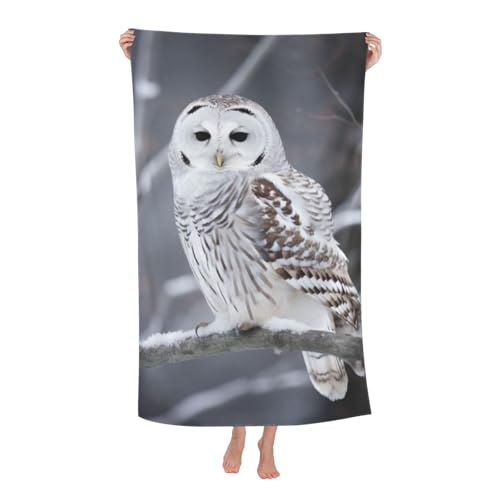 LKWSCGHM Strandtuch mit Eulen-Motiv, 132,1 x 81,3 cm, schnell trocknend, sandfrei, Pool-Handtuch, super saugfähig, Badetücher, übergroße Turnhandtücher, Reisedecke, Geschenk von LKWSCGHM
