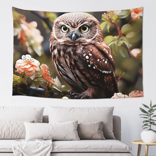 LKWSCGHM Wandteppich mit Eule und Blume für Schlafzimmer, ästhetische Wandkunst, Wandbehang für Studentenwohnheim, Dekoration, Hintergrund, Party-Banner, lustiges Poster, Wanddekoration, 152,4 x 101,6 LKWSCGHM Wandteppich mit Eule und Blume für Schlafzimmer, ästhetische Wandkunst, Wandbehang für Studentenwohnheim, Dekoration, Hintergrund, Party-Banner, lustiges Poster, Wanddekoration, 152,4 x 101,6 von LKWSCGHM