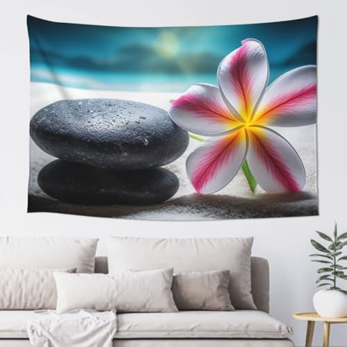 LKWSCGHM Wandteppich mit tropischer Blume und Zen-Stein für Schlafzimmer, ästhetische Wandkunst, Wandbehang für Studentenwohnheim, Dekoration, Hintergrund, Party-Banner, lustiges Poster LKWSCGHM Wandteppich mit tropischer Blume und Zen-Stein für Schlafzimmer, ästhetische Wandkunst, Wandbehang für Studentenwohnheim, Dekoration, Hintergrund, Party-Banner, lustiges Poster von LKWSCGHM