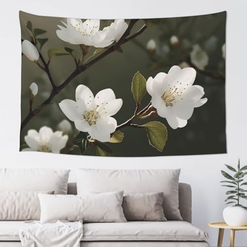 LKWSCGHM Weiße Blumen Frühling Wandteppich für Schlafzimmer, ästhetische Wandkunst, Wandbehang für Studentenwohnheim, Dekoration, Hintergrund, Party-Banner, lustiges Poster, Wanddekoration, 152,4 x LKWSCGHM Weiße Blumen Frühling Wandteppich für Schlafzimmer, ästhetische Wandkunst, Wandbehang für Studentenwohnheim, Dekoration, Hintergrund, Party-Banner, lustiges Poster, Wanddekoration, 152,4 x von LKWSCGHM