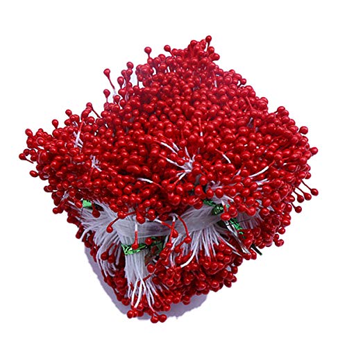 LKXHarleya 500 StüCke 3mm DIY Perle Blume Staubblatt Stempel Rot KüNstliche Blume Staubblatt Stempel FüR DIY Kunst Dekoration, Rot von LKXHarleya